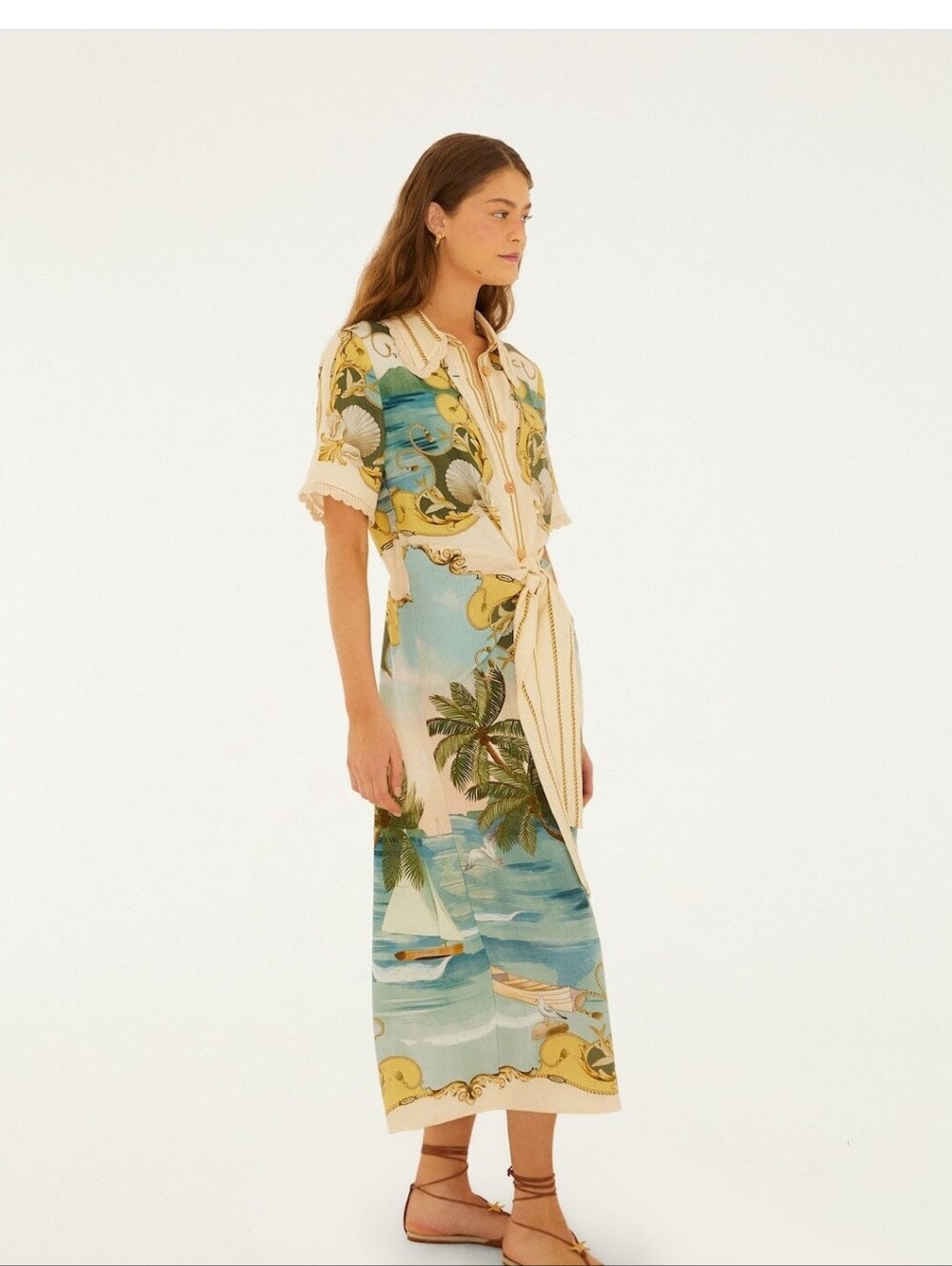 Farm Rio Off White Royal Sea Collared Mididress - Picture 2 of 7